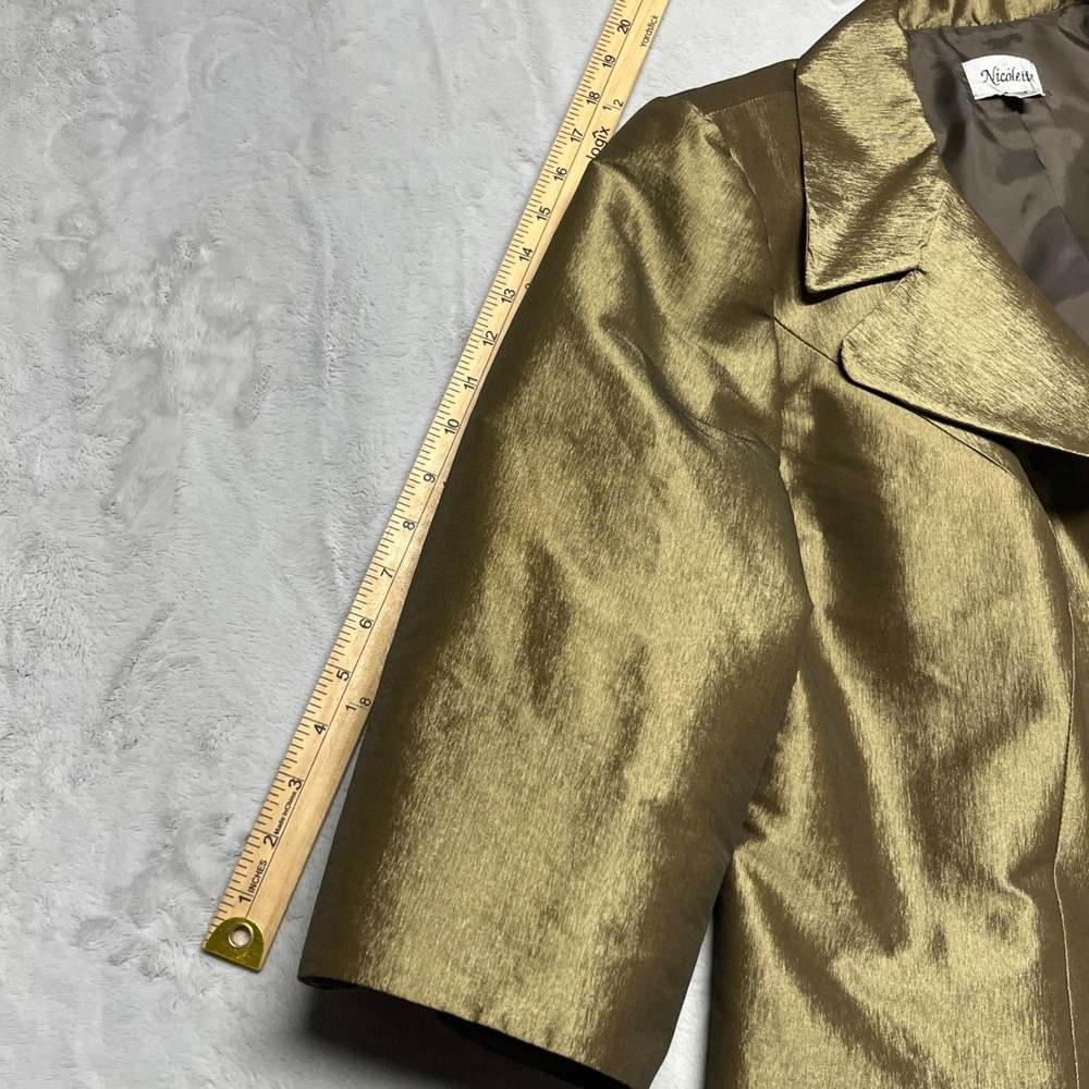 Nicolette Womens Skirt Suit 14W Gold Shimmer Ruffle Hem 2 Piece Set - Picture 7 of 16